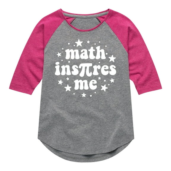 Instant Message - Math Inspires Me - Toddler And Youth Girls Raglan Graphic T-Shirt