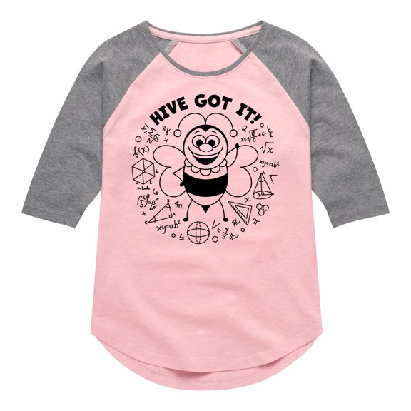 Instant Message - Math Problem Bee - Toddler & Youth Girls Raglan Graphic T-Shirt