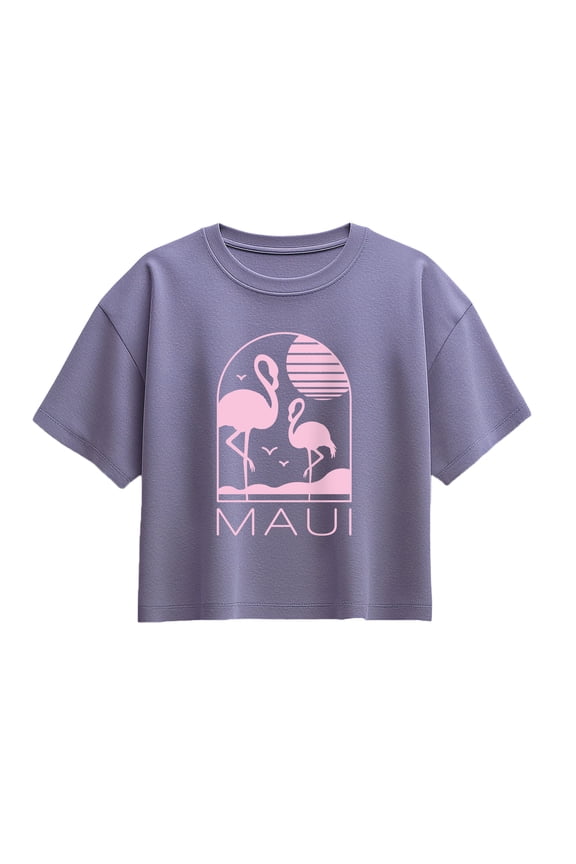 - Maui Flamingos Short Sleeve Boxy Graphic T-Shirt