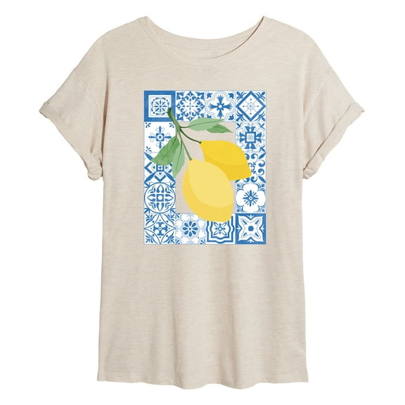 Instant Message - Mediterranean Lemons - Women's Oversized Graphic T-Shirt