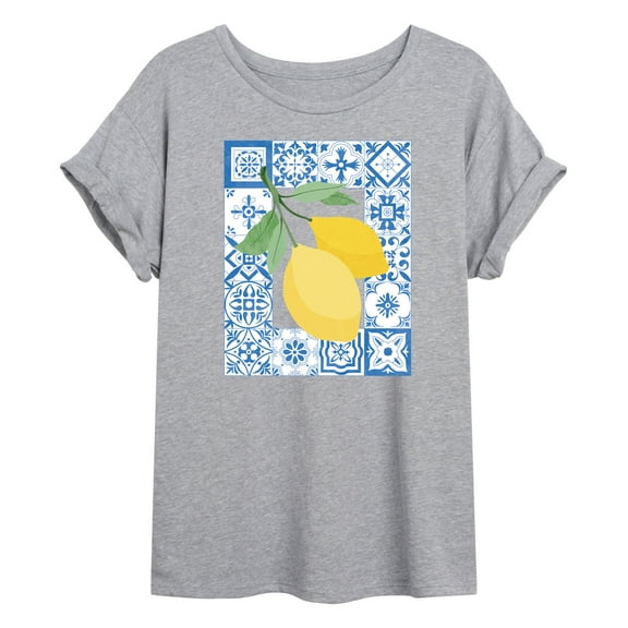 Instant Message - Mediterranean Lemons - Women's Oversized Graphic T-Shirt