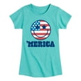 thumbnail image 1 of Instant Message - Merica Smile Face - Toddler & Youth Girls Short Sleeve Graphic T-Shirt, 1 of 6