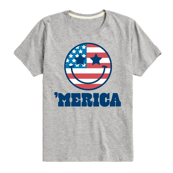 Instant Message - Merica Smile Face - Toddler & Youth Short Sleeve Graphic T-Shirt