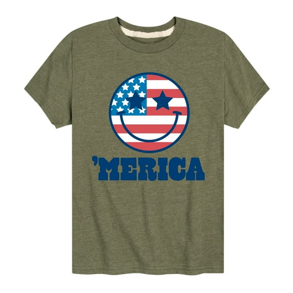 Instant Message - Merica Smile Face - Toddler & Youth Short Sleeve Graphic T-Shirt
