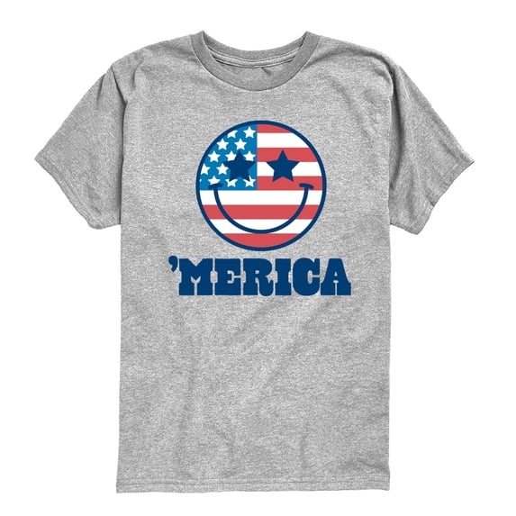 Instant Message - Merica Smile Face - Toddler & Youth Short Sleeve Graphic T-Shirt