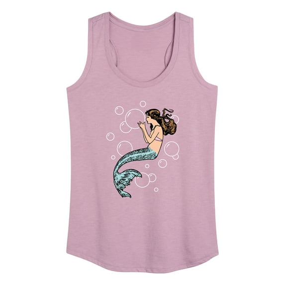 Instant Message - Mermaid Holding Bubbles - Women's Racerback Tank Top