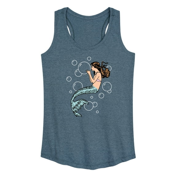 Instant Message - Mermaid Holding Bubbles - Women's Racerback Tank Top