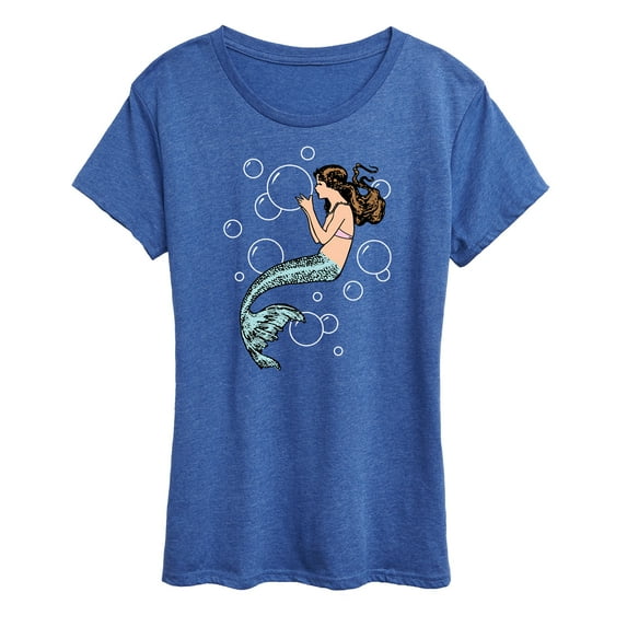 Instant Message - Mermaid Holding Bubbles - Women's Short Sleeve Graphic T-Shirt