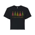 thumbnail image 1 of Instant Message - Merry And Bright Christmas Trees - Juniors Cropped Short Sleeve Graphic T-shirt, 1 of 5