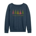 thumbnail image 1 of Instant Message - Merry And Bright Christmas Trees - Women's French Terry Long Sleeve Pullover, 1 of 5