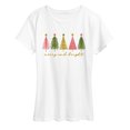 thumbnail image 1 of Instant Message - Merry And Bright Christmas Trees - Women's Short Sleeve Graphic T-shirt, 1 of 5