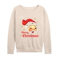 thumbnail image 1 of Instant Message - Merry Christmas Vintage Santa White Tee - Women's Lightweight French Terry Long Sleeve Shirt, 1 of 6