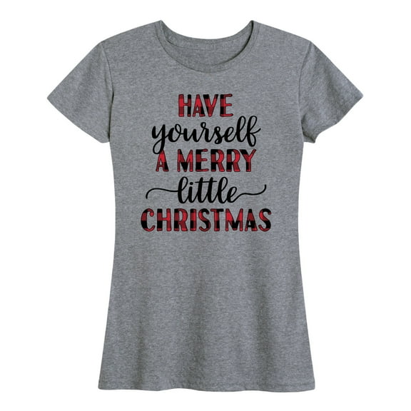 Instant Message - Merry Little Christmas Red Buffalo Plaid - Women's Short Sleeve Graphic T-Shirt