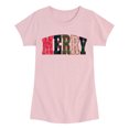 Instant Message - Merry Pattern Girls' Fitted Short Sleeve Graphic T ...