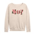 thumbnail image 1 of Instant Message - Merry With Garland Christmas - Women's Lightweight French Terry Long Sleeve Shirt, 1 of 6