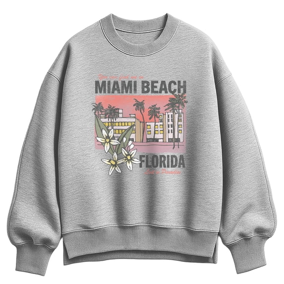 Instant Message - Miami Beach Florida Oversized Fleece Crew Sweatshirt