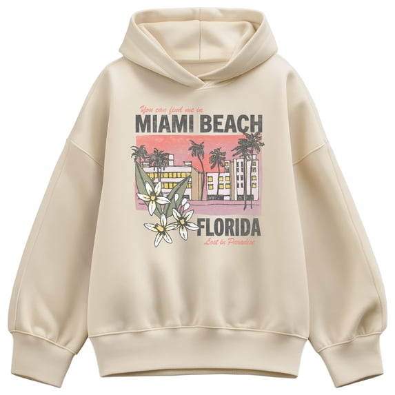 Instant Message - Miami Beach Florida Oversized Fleece Hoodie Sweatshirt