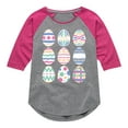 thumbnail image 1 of Instant Message - Mixed Patterned Easter Eggs - Toddler And Youth Girls Raglan Graphic T-Shirt, 1 of 6