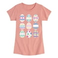 thumbnail image 1 of Instant Message - Mixed Patterned Easter Eggs - Toddler And Youth Girls Short Sleeve Graphic T-Shirt, 1 of 6