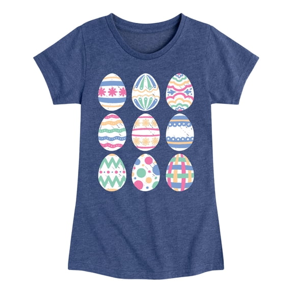 Instant Message - Mixed Patterned Easter Eggs - Toddler And Youth Girls Short Sleeve Graphic T-Shirt