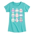 thumbnail image 1 of Instant Message - Mixed Patterned Easter Eggs - Toddler And Youth Girls Short Sleeve Graphic T-Shirt, 1 of 6