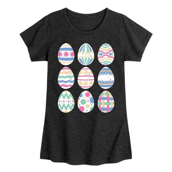 Instant Message - Mixed Patterned Easter Eggs - Toddler And Youth Girls Short Sleeve Graphic T-Shirt