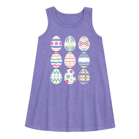 Instant Message - Mixed Patterned Easter Eggs - Toddler and Youth Girls A-line Dress