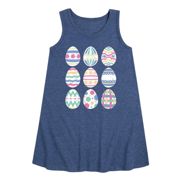 Instant Message - Mixed Patterned Easter Eggs - Toddler and Youth Girls A-line Dress