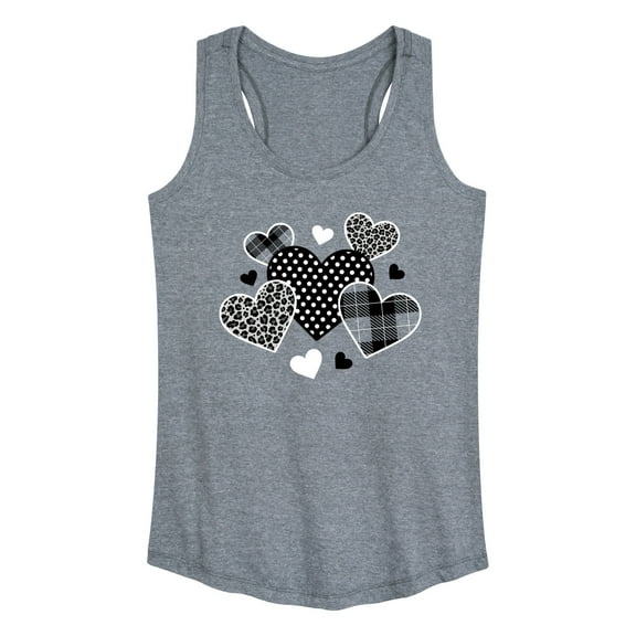 Instant Message - Mixed Patterned Hearts - Women's Racerback Tank Top