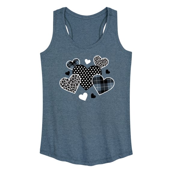 Instant Message - Mixed Patterned Hearts - Women's Racerback Tank Top