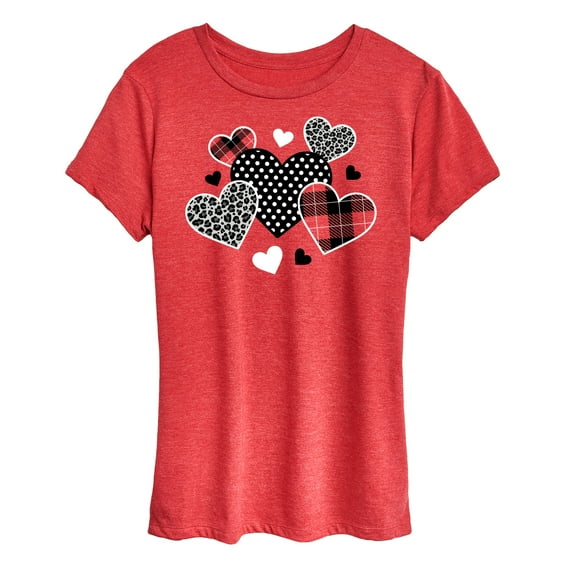 Instant Message - Mixed Patterned Hearts - Women's Short Sleeve Graphic T-Shirt