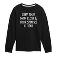 thumbnail image 1 of Instant Message - Mom Close Snacks Closer - Toddler And Youth Long Sleeve Graphic T-Shirt, 1 of 6