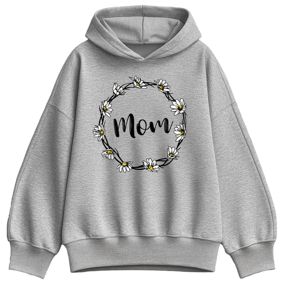 Instant Message - Mom Daisies Flower Circle Oversized Fleece Hoodie Sweatshirt
