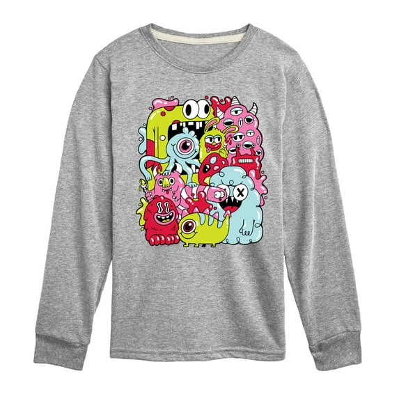 Instant Message - Monster Doodle - Toddler & Youth Long Sleeve Graphic T-Shirt