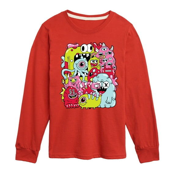 Instant Message - Monster Doodle - Toddler & Youth Long Sleeve Graphic T-Shirt