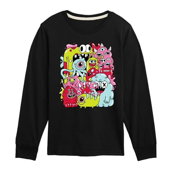 Instant Message - Monster Doodle - Toddler & Youth Long Sleeve Graphic T-Shirt
