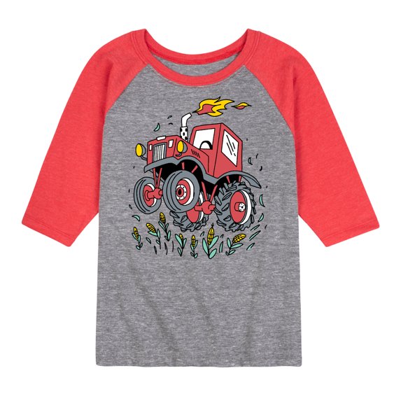 Instant Message - Monster Tractor - Toddler & Youth Raglan Graphic T-Shirt