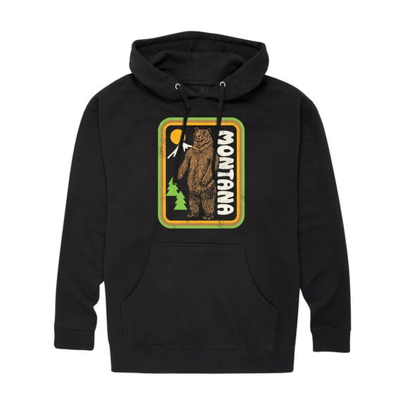 Instant Message - Montana Bear Badge  - Men's Pullover Hooded Fleece Sweatshirt