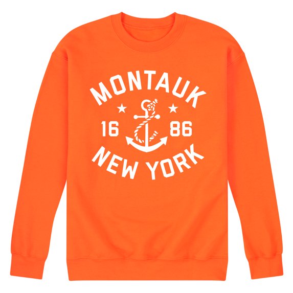 Instant Message - Montauk New York - Men's Crew Neck Fleece Pullover
