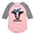 thumbnail image 1 of Instant Message - Mood Cow - Toddler & Youth Girls Raglan Graphic T-Shirt, 1 of 5