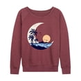 thumbnail image 1 of Instant Message - Moon Beach Scene - Women's Lightweight French Terry Long Sleeve Shirt, 1 of 6