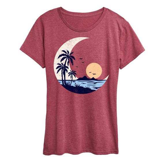 Instant Message - Moon Beach Scene - Women's Short Sleeve Graphic T-Shirt