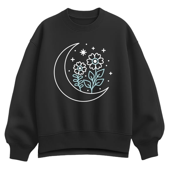 Instant Message - Moon Flowers - Women's Oversized Fleece Crew Sweatshirt
