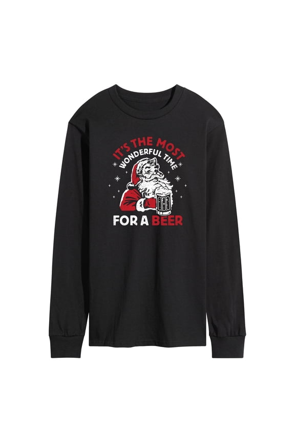 - Most Wonderful Time For Beer Santa Christmas - Men's Long Sleeve T-Shirt