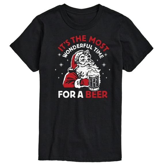 Instant Message - Most Wonderful Time For Beer Santa Christmas - Men's Short Sleeve Graphic T-Shirt