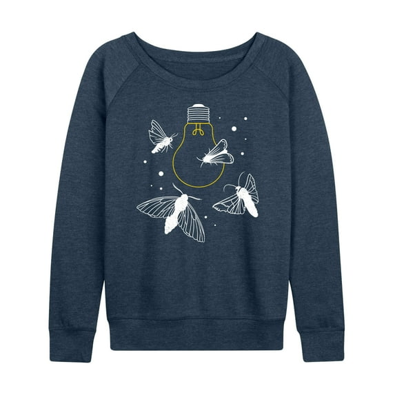 Instant Message - Moths On Lightbulb - Women's Lightweight French Terry Long Sleeve Shirt