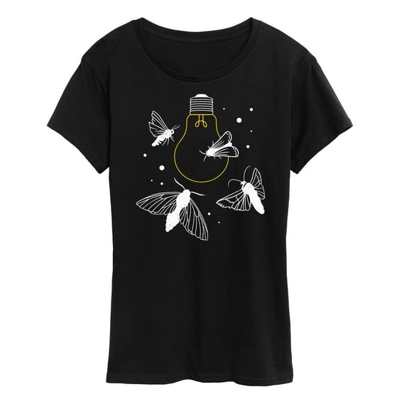 Instant Message - Moths On Lightbulb - Women's Short Sleeve Graphic T-Shirt