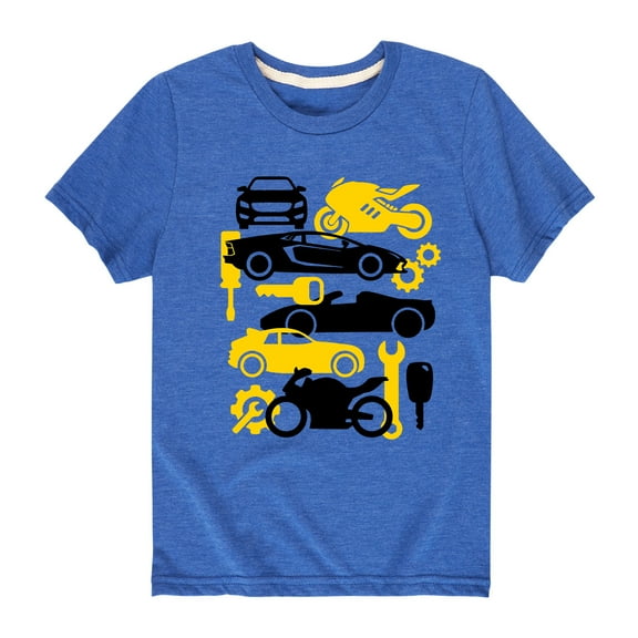 Instant Message - Motorcycle And Car Toss - Youth Short Sleeve Tee