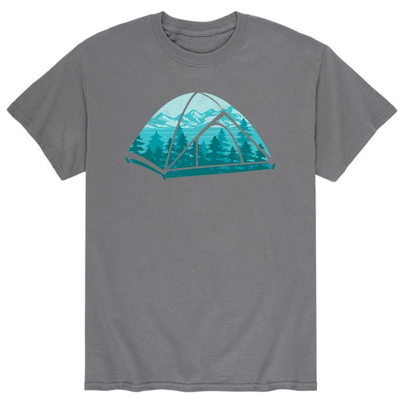 Instant Message - Mountain Scene Tent - Men's Short Sleeve Graphic T-Shirt