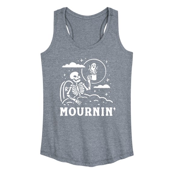 Instant Message - Mournin Skeleton And Coffee - Women's Racerback Tank Top